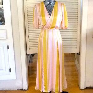 Leyden pale pink and yellow chiffon double wrap XS